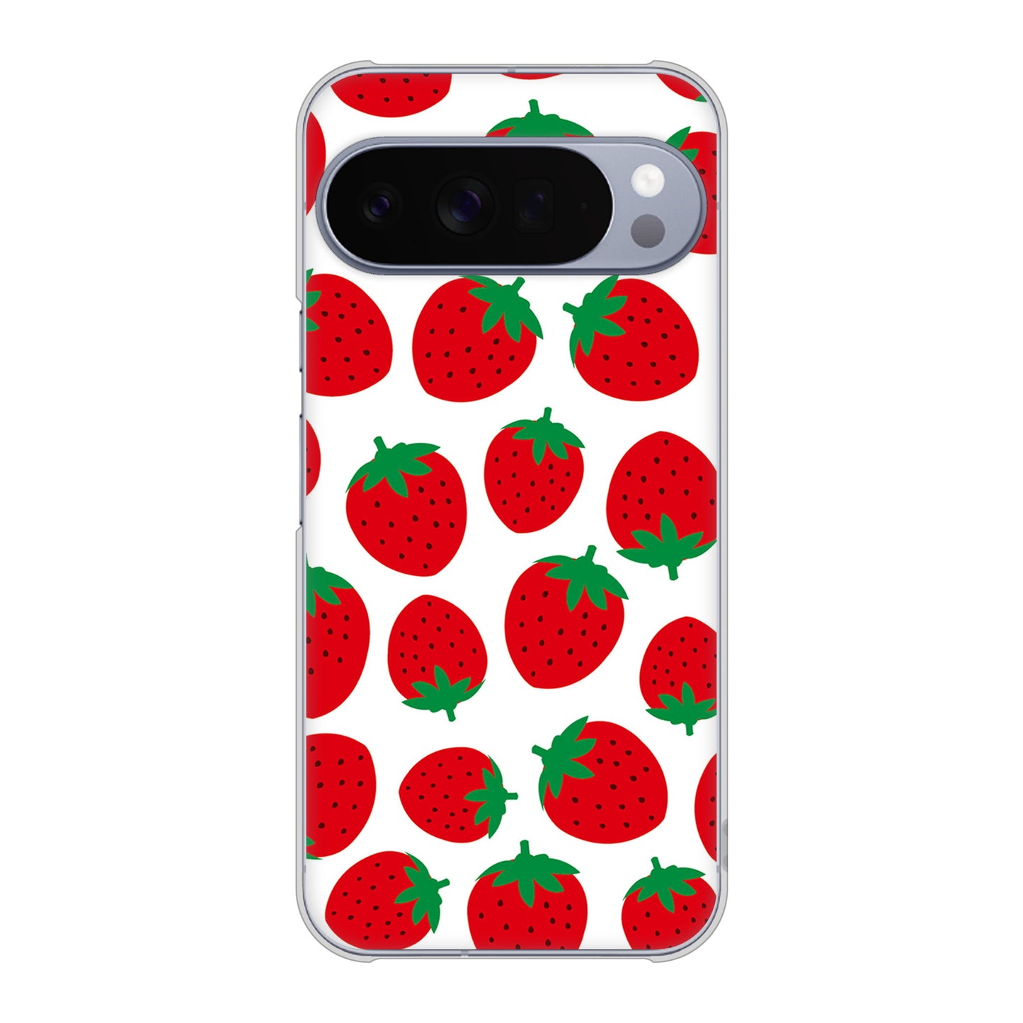 Google Pixel 10 Pro XL 高画質仕上げ 背面印刷 ハードケース小さいイチゴ模様