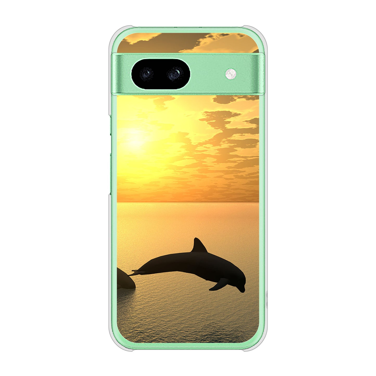 Google Pixel 8a 高画質仕上げ 背面印刷 ハードケース 【VA845 夕暮れのドルフィン】