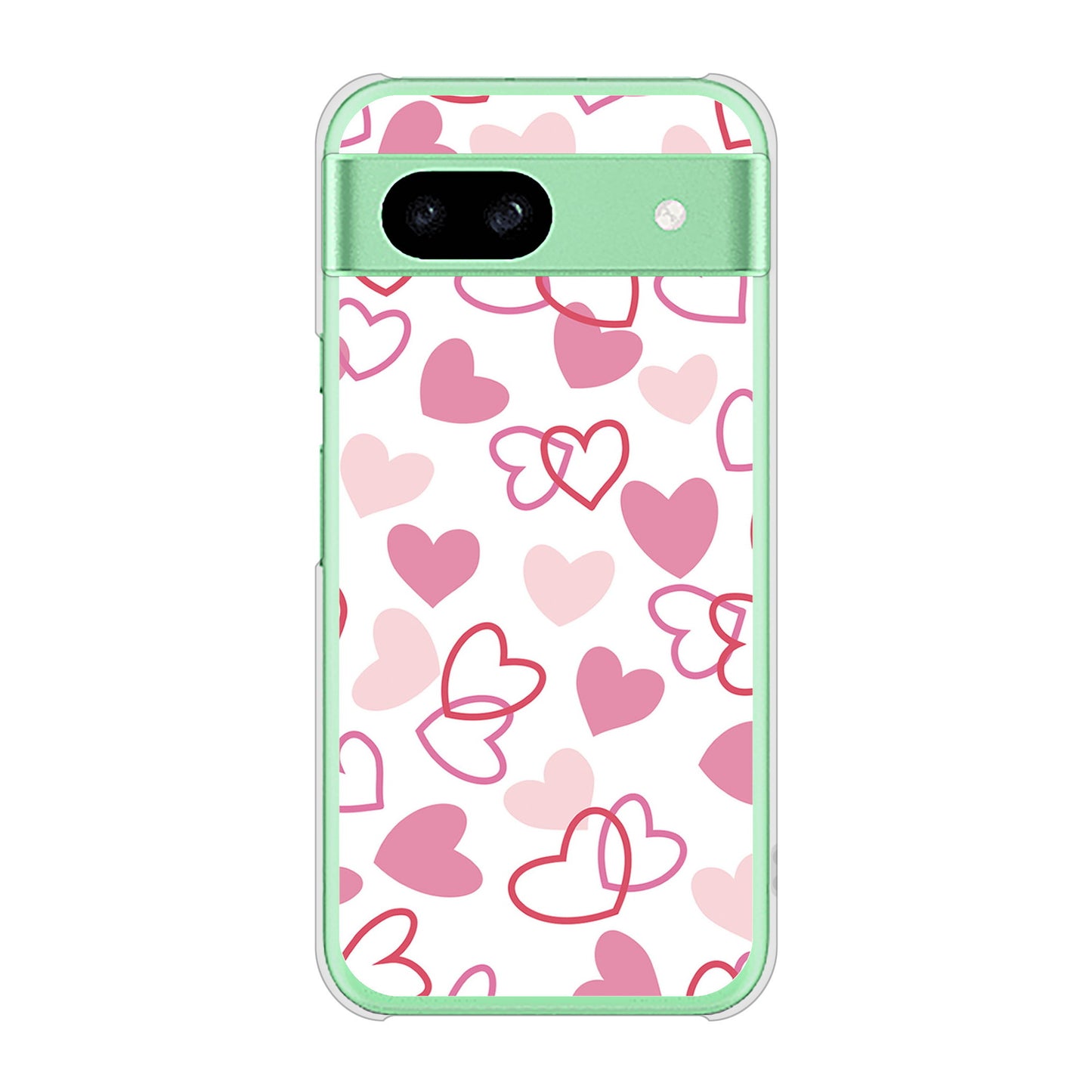 Google Pixel 8a 高画質仕上げ 背面印刷 ハードケースハートがいっぱい