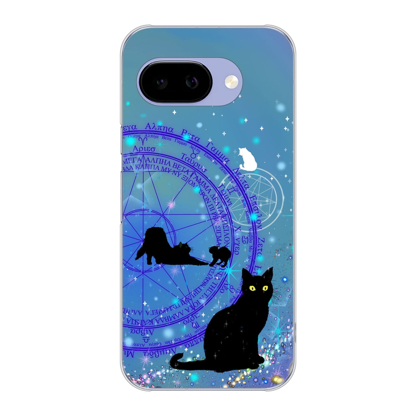 Google Pixel 9a 高画質仕上げ 背面印刷 ハードケース魔法陣猫