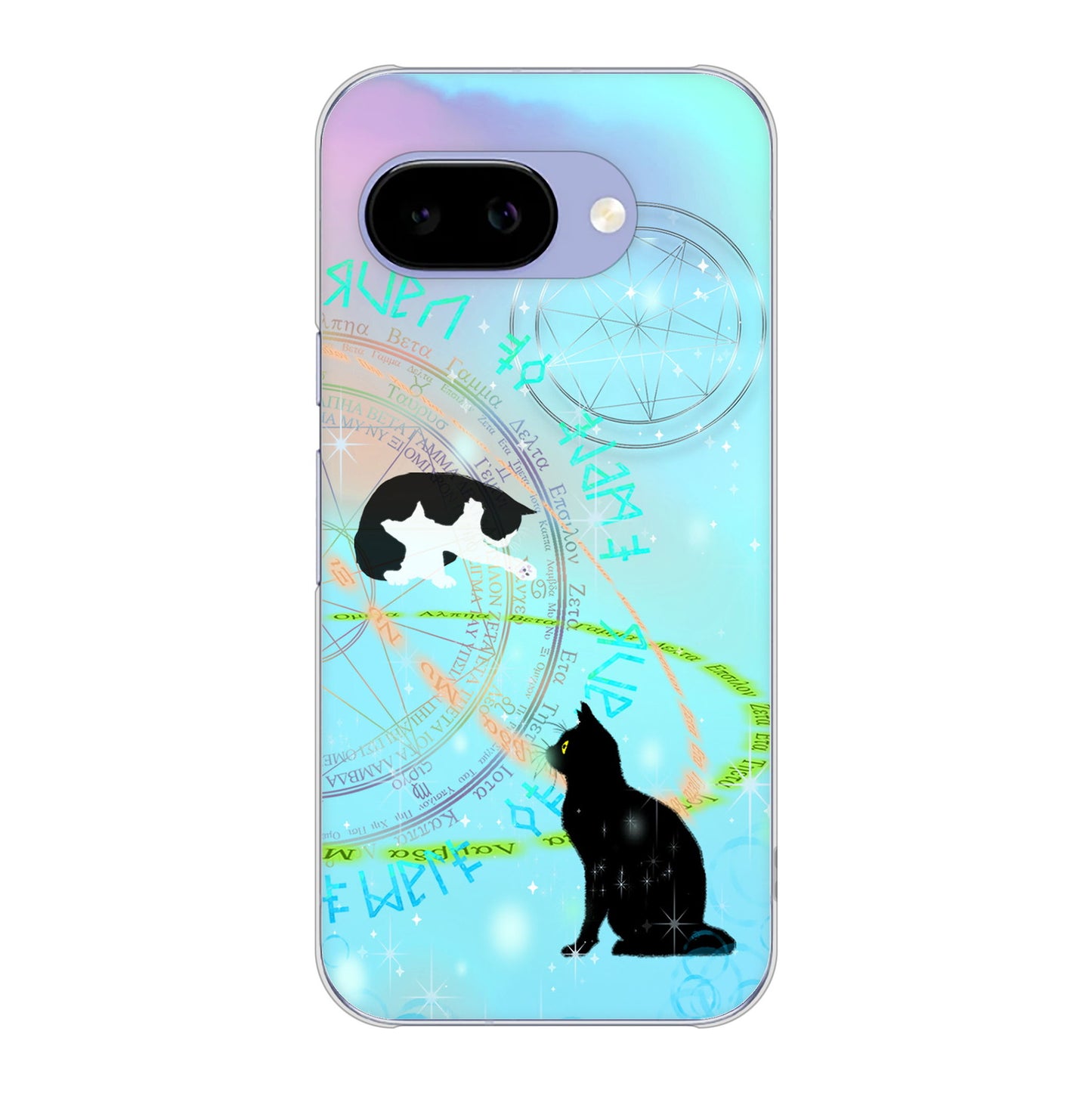 Google Pixel 9a 高画質仕上げ 背面印刷 ハードケース魔法陣猫