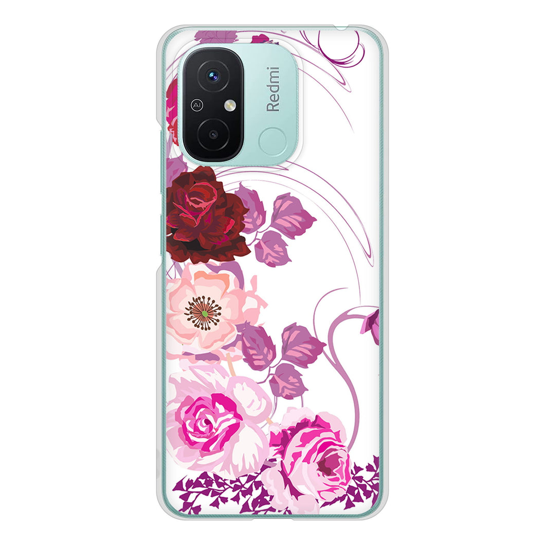 Xiaomi Redmi 12C 高画質仕上げ 背面印刷 ハードケースロマンチックなバラ