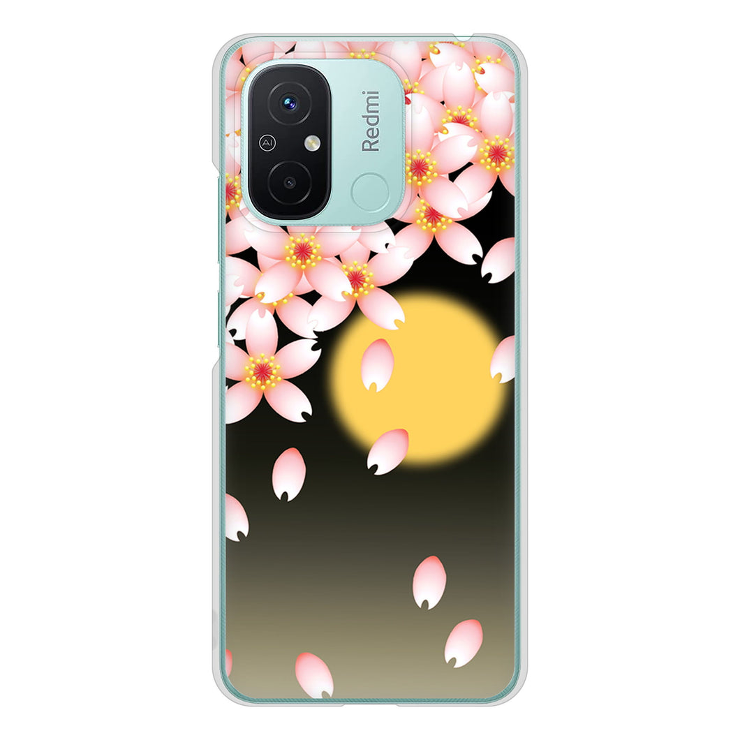 Xiaomi Redmi 12C 高画質仕上げ 背面印刷 ハードケース 【136 満月と夜桜】