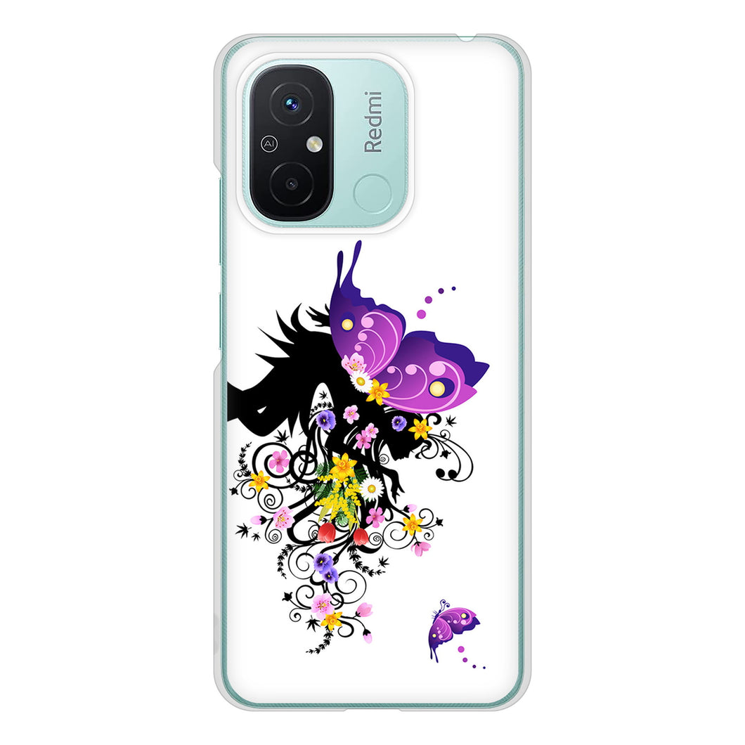 Xiaomi Redmi 12C 高画質仕上げ 背面印刷 ハードケースバタフライ