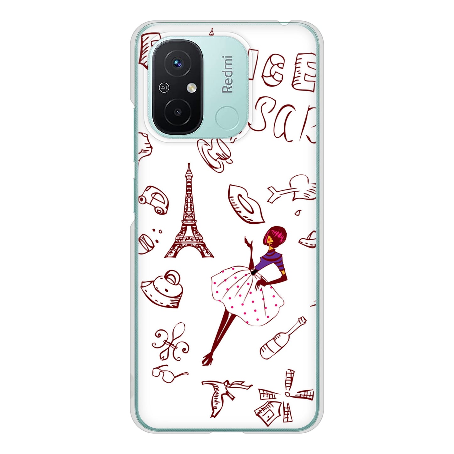 Xiaomi Redmi 12C 高画質仕上げ 背面印刷 ハードケースLOVE フランス