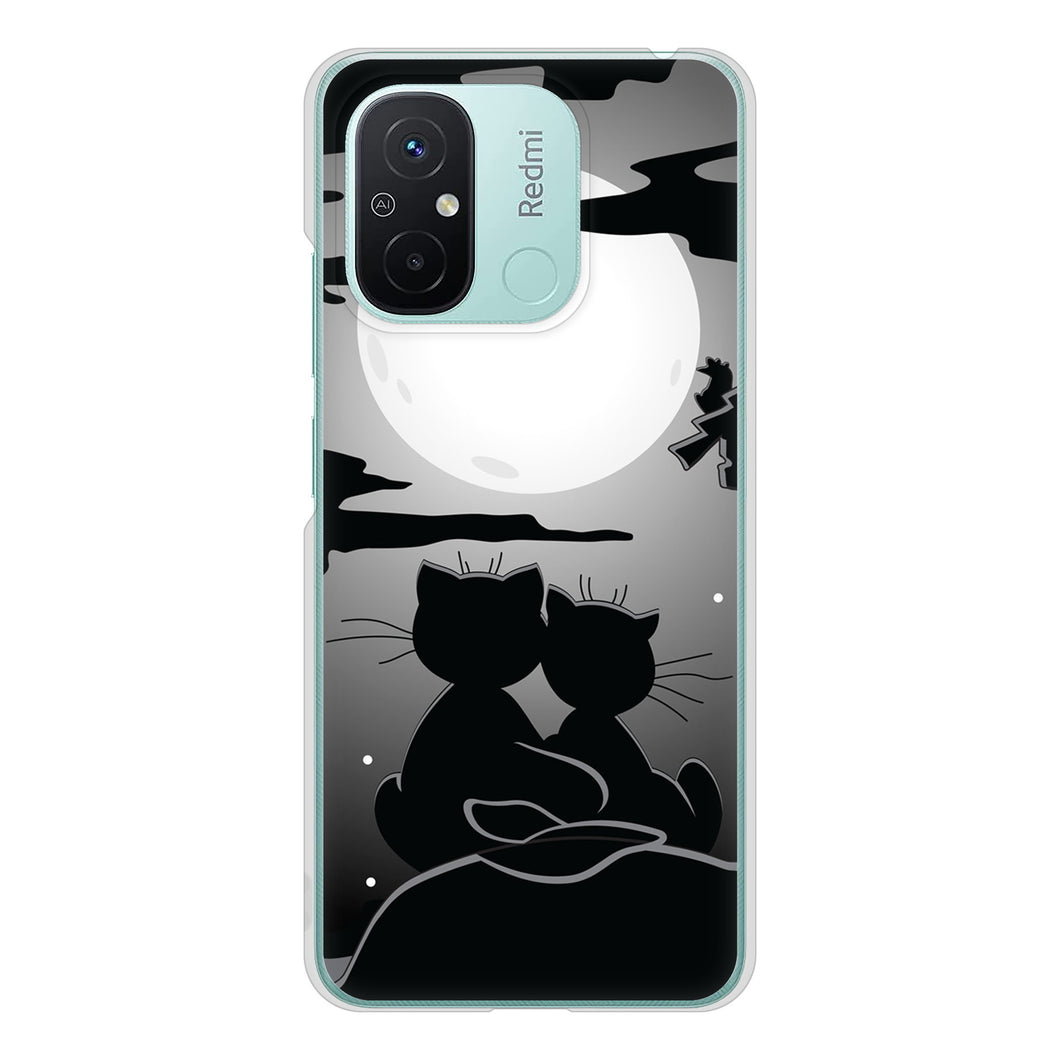 Xiaomi Redmi 12C 高画質仕上げ 背面印刷 ハードケース夜とネコ