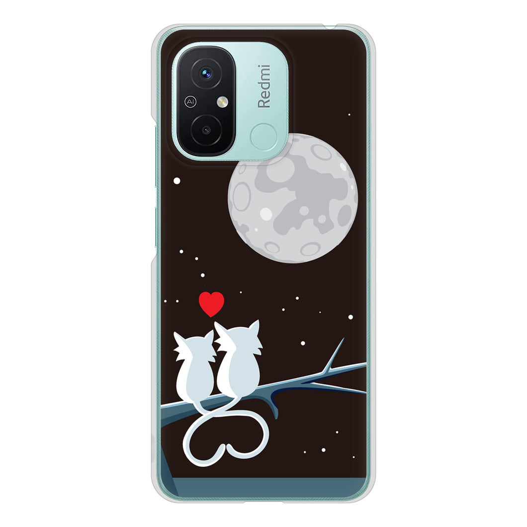 Xiaomi Redmi 12C 高画質仕上げ 背面印刷 ハードケース夜とネコ