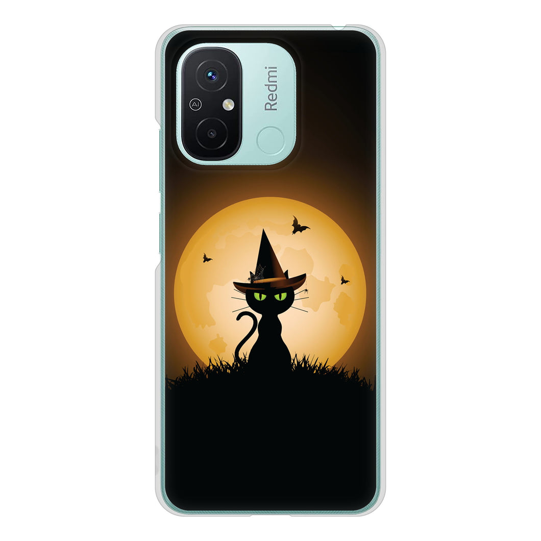 Xiaomi Redmi 12C 高画質仕上げ 背面印刷 ハードケース夜とネコ