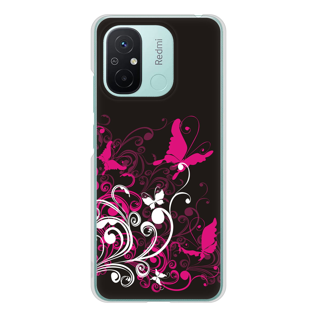 Xiaomi Redmi 12C 高画質仕上げ 背面印刷 ハードケースバタフライ