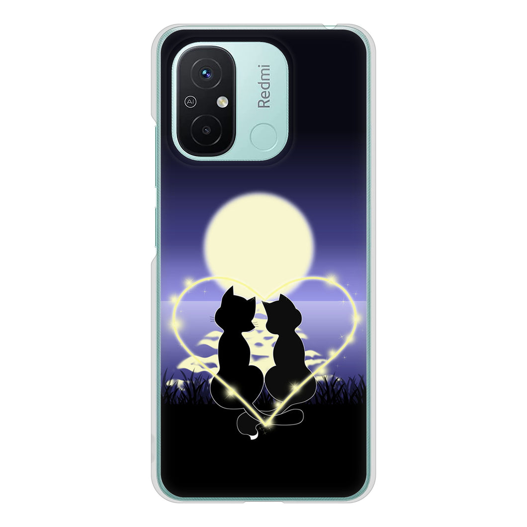 Xiaomi Redmi 12C 高画質仕上げ 背面印刷 ハードケース夜とネコ