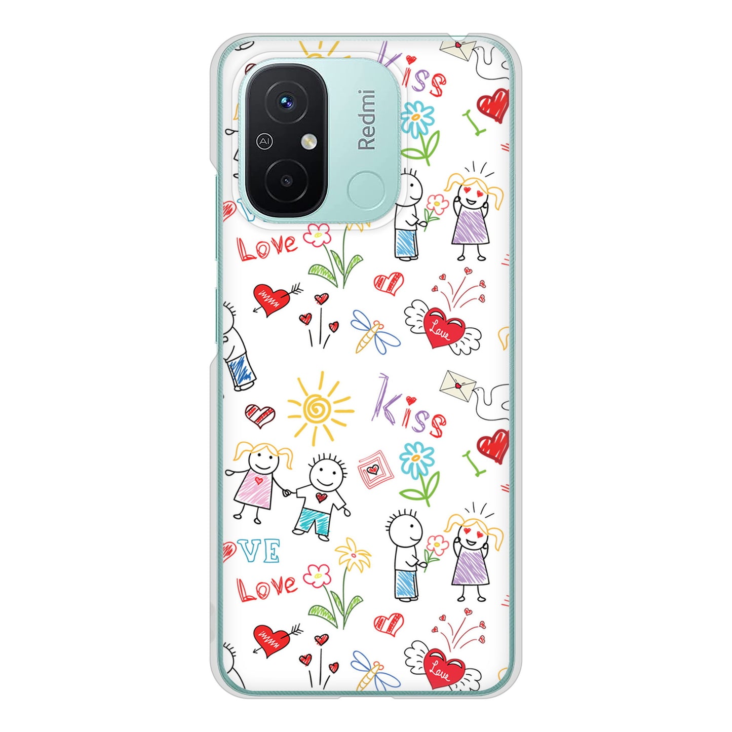 Xiaomi Redmi 12C 高画質仕上げ 背面印刷 ハードケースカップル&ファミリー