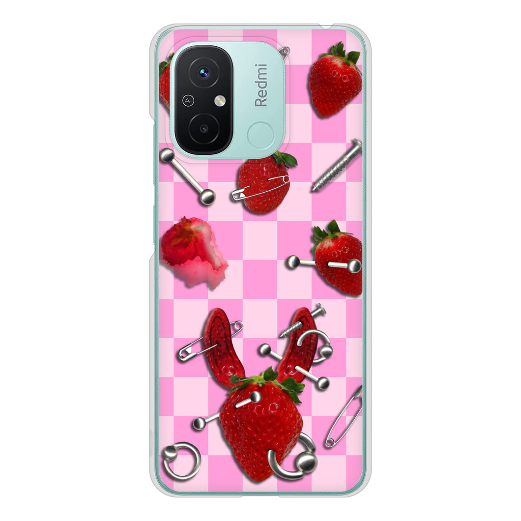 Xiaomi Redmi 12C 高画質仕上げ 背面印刷 ハードケースむかいあぐる 苺パンク