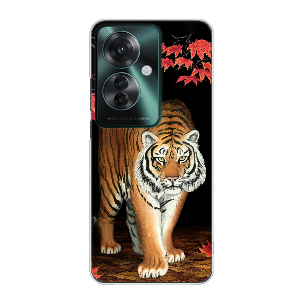 OPPO Reno11 A 高画質仕上げ 背面印刷 ハードケース 【177 もみじと虎】