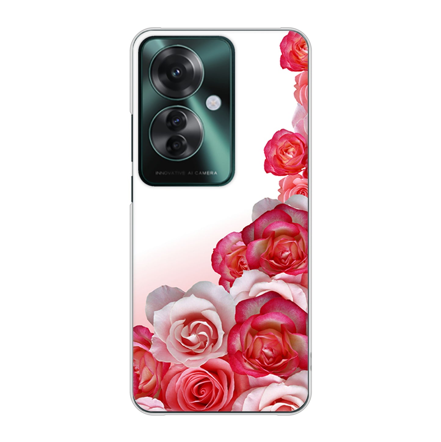 OPPO Reno11 A 高画質仕上げ 背面印刷 ハードケースロマンチックなバラ