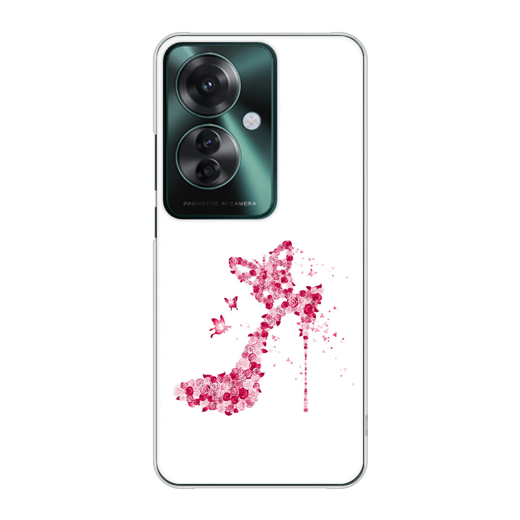 OPPO Reno11 A 高画質仕上げ 背面印刷 ハードケース 【387 薔薇のハイヒール】
