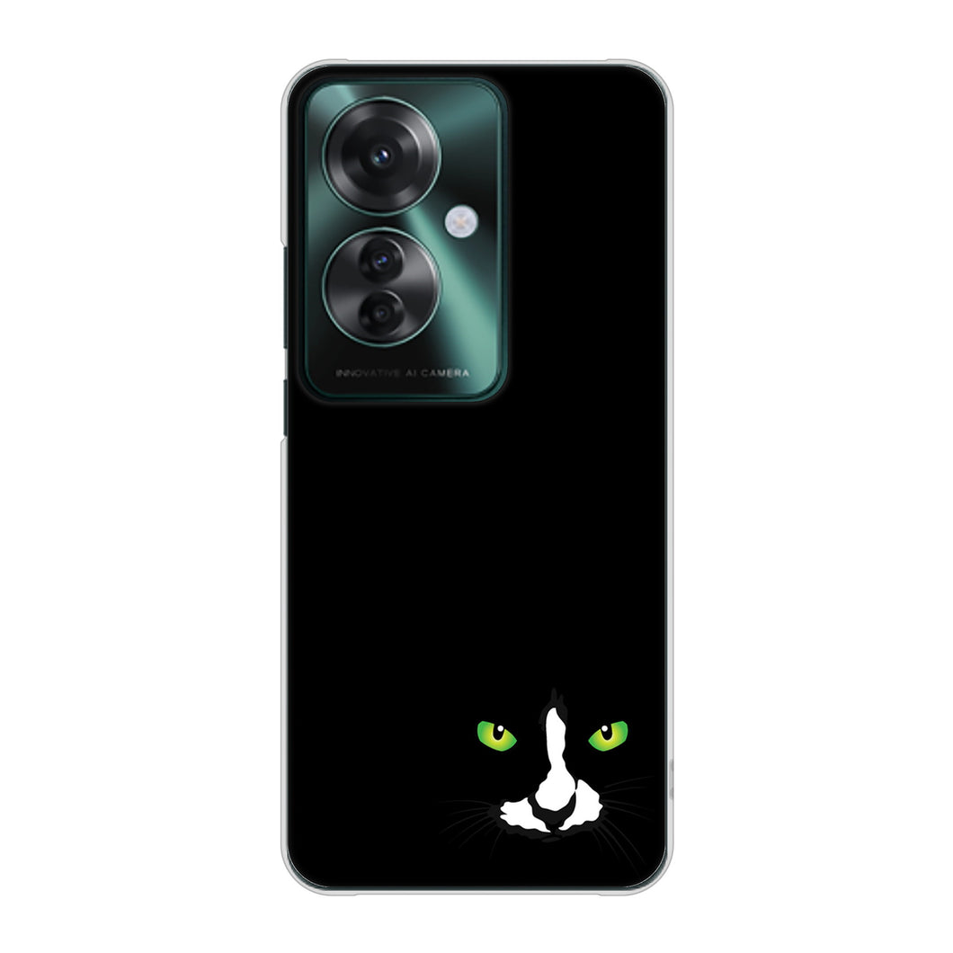 OPPO Reno11 A 高画質仕上げ 背面印刷 ハードケース 【398 黒ネコ】