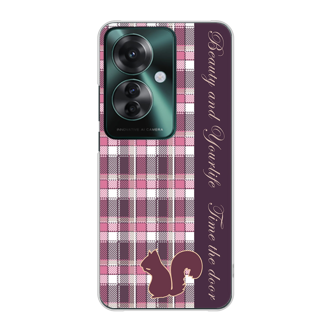 OPPO Reno11 A 高画質仕上げ 背面印刷 ハードケースピンクチェック