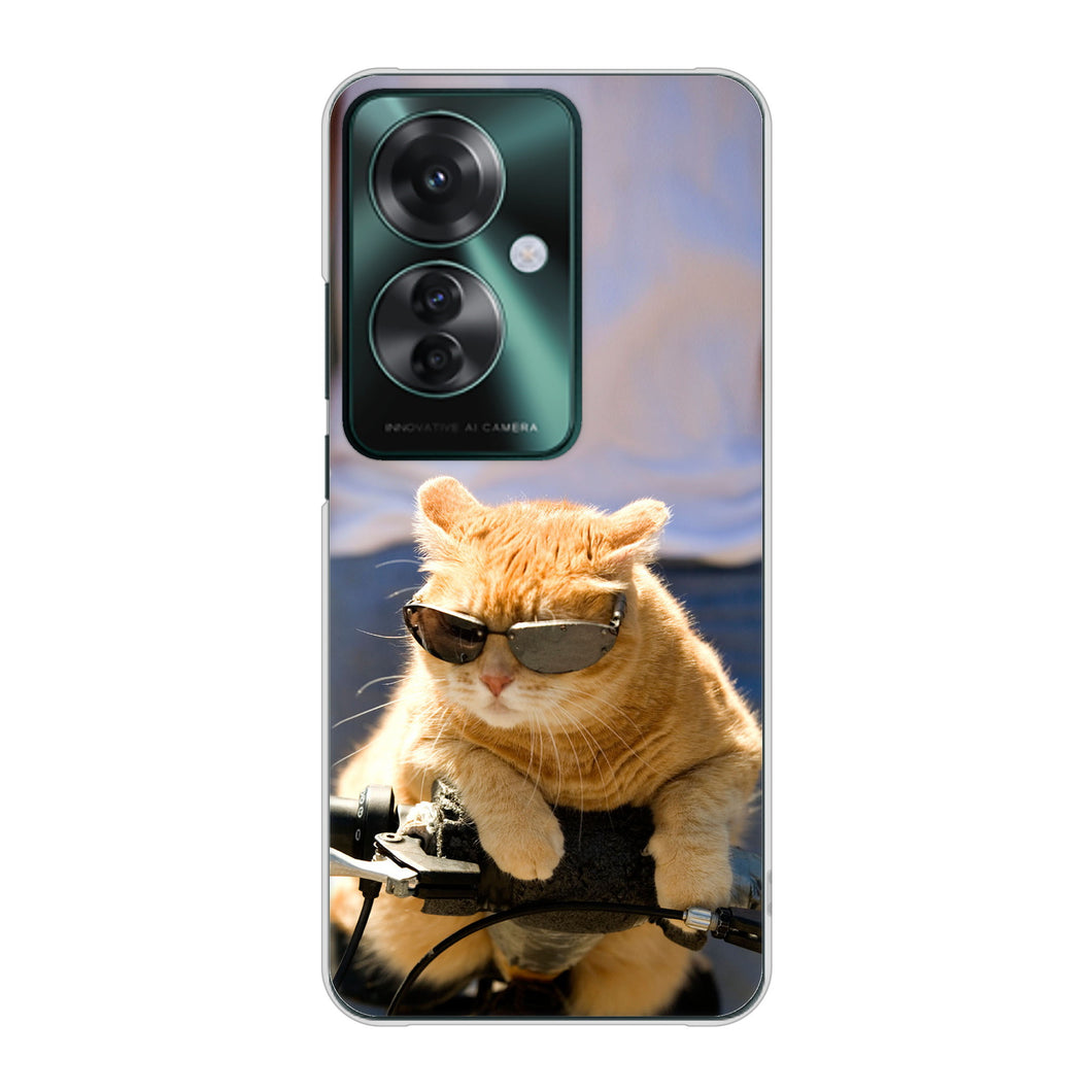 OPPO Reno11 A 高画質仕上げ 背面印刷 ハードケース 【595 にゃんとサイクル】