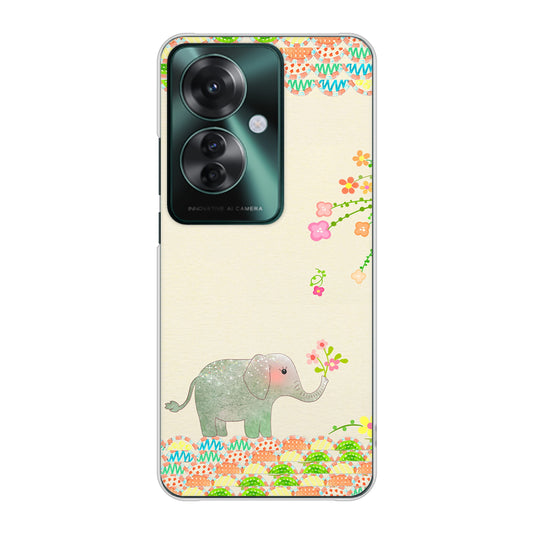OPPO Reno11 A 高画質仕上げ 背面印刷 ハードケース 【1039 お散歩ゾウさん】