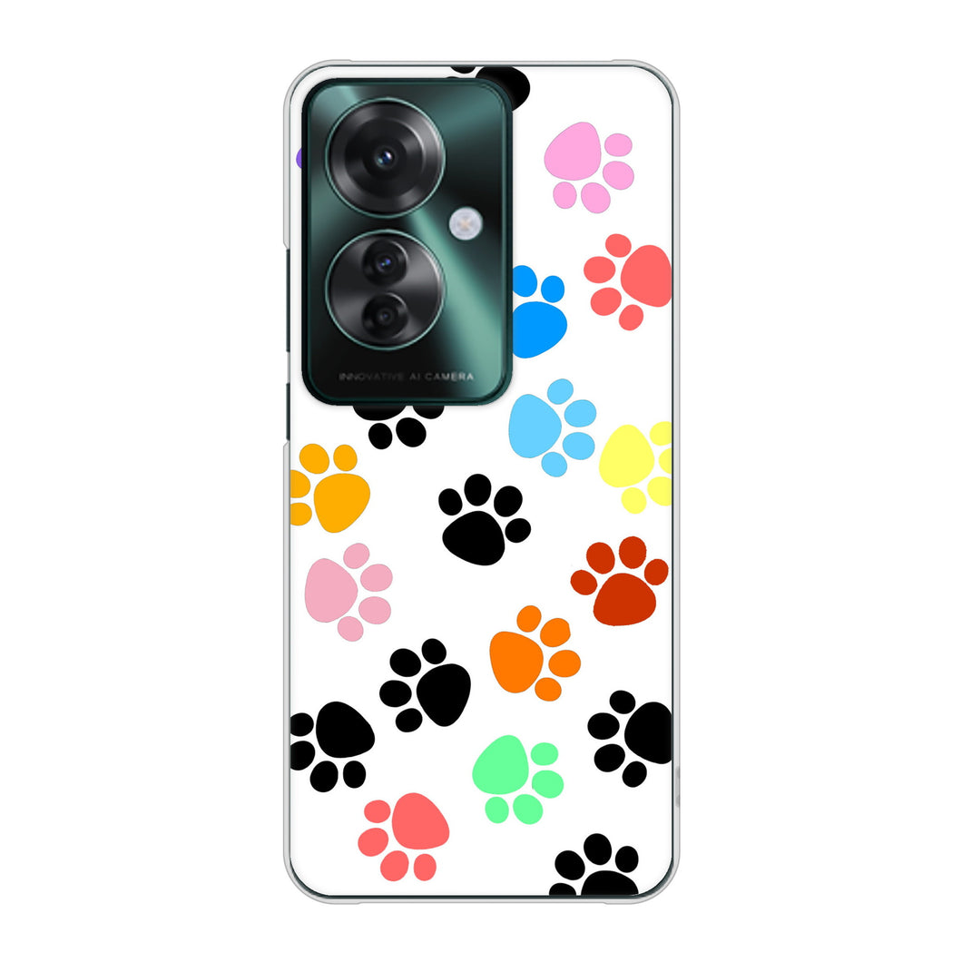 OPPO Reno11 A 高画質仕上げ 背面印刷 ハードケース 【1108 あしあとカラフル】