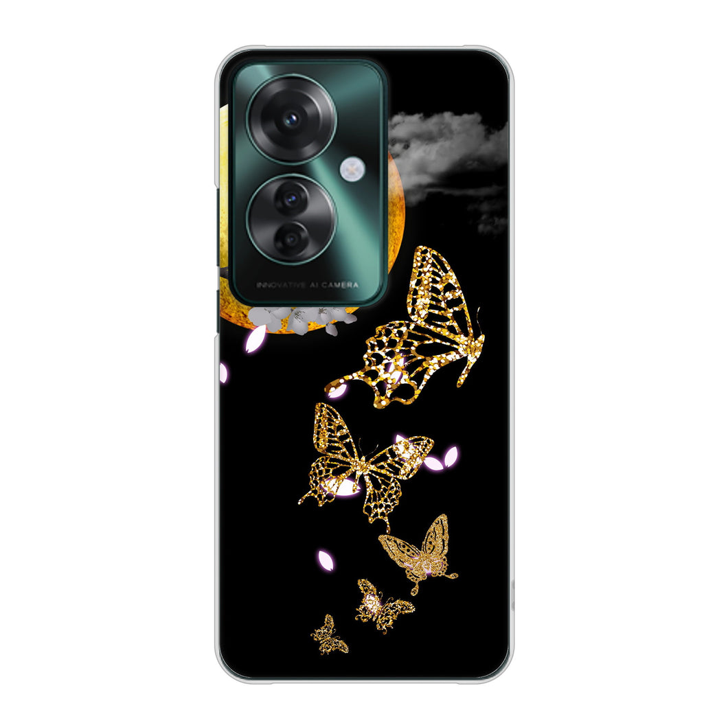 OPPO Reno11 A 高画質仕上げ 背面印刷 ハードケース 【1150 月に昇る蝶】