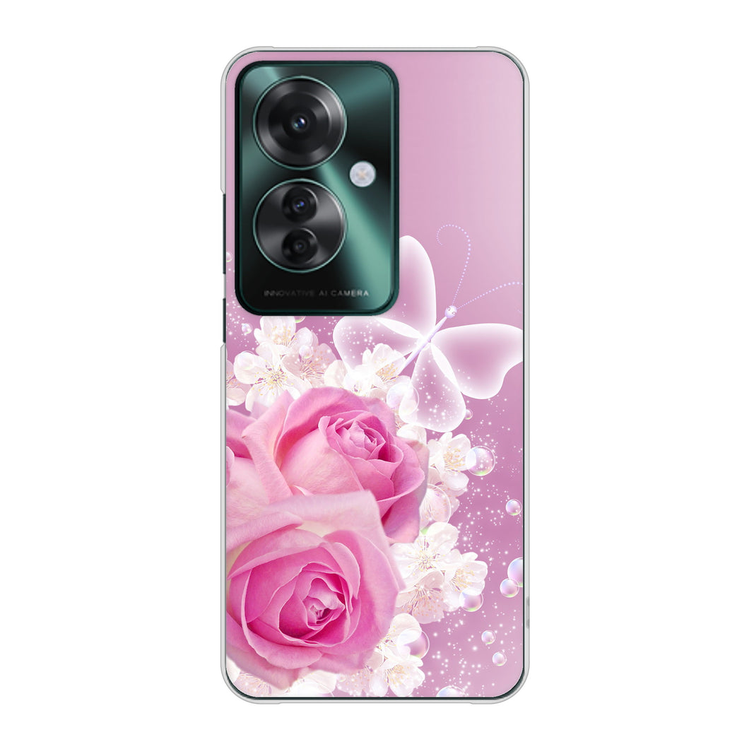 OPPO Reno11 A 高画質仕上げ 背面印刷 ハードケースロマンチックなバラ