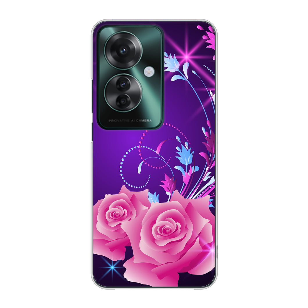 OPPO Reno11 A 高画質仕上げ 背面印刷 ハードケースロマンチックなバラ