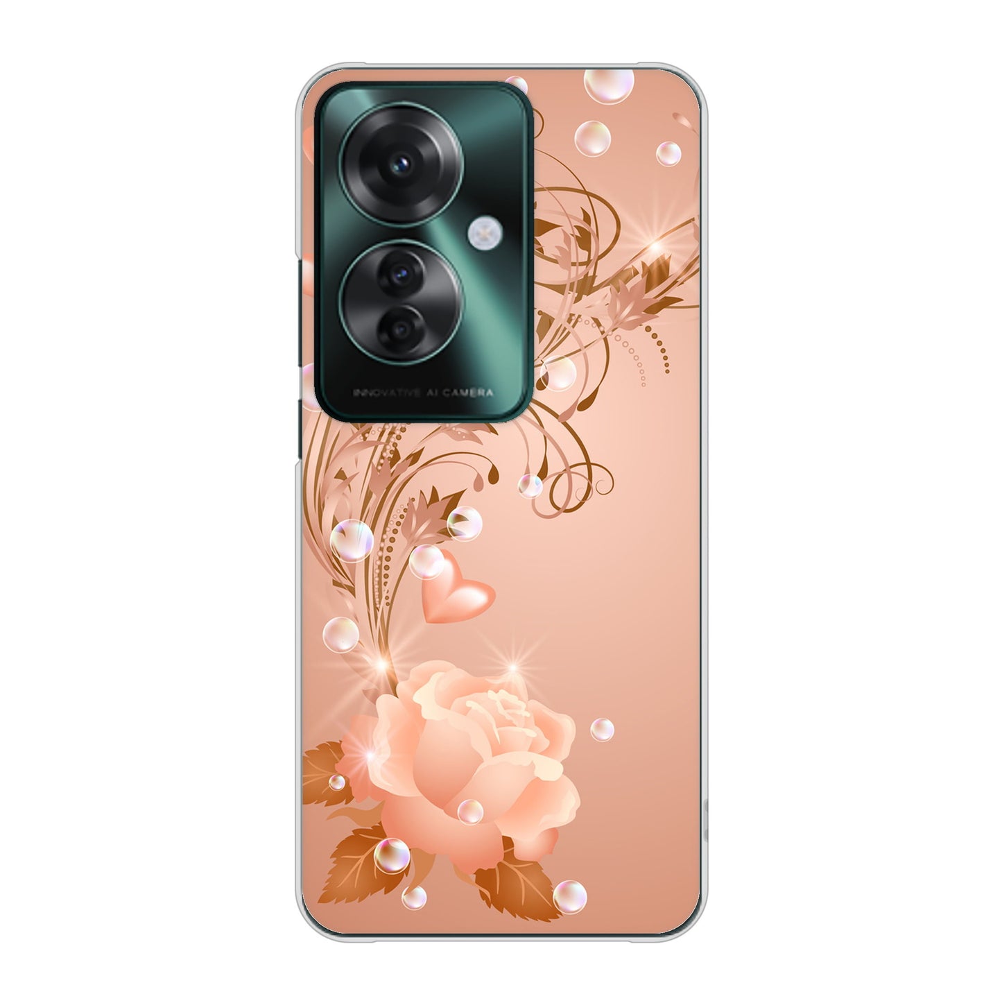 OPPO Reno11 A 高画質仕上げ 背面印刷 ハードケースロマンチックなバラ