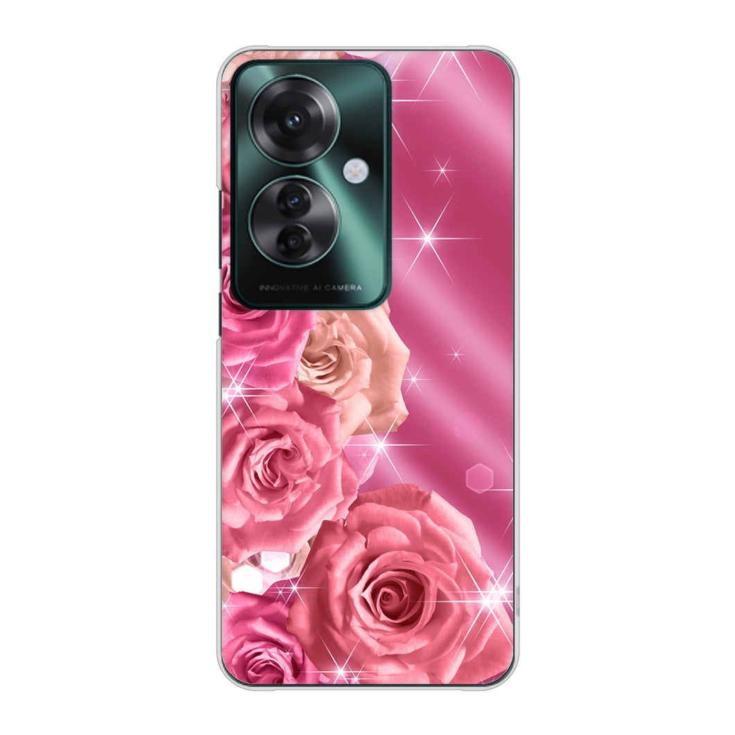 OPPO Reno11 A 高画質仕上げ 背面印刷 ハードケース 【1182 ピンクの薔薇に誘われて】