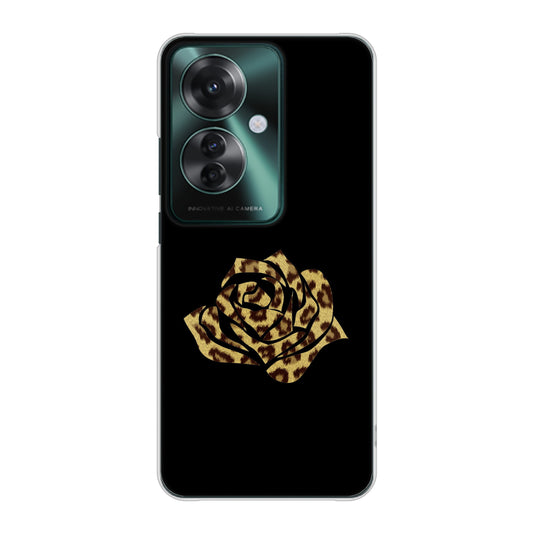OPPO Reno11 A 高画質仕上げ 背面印刷 ハードケース 【1184 ヒョウのバラ(茶)】
