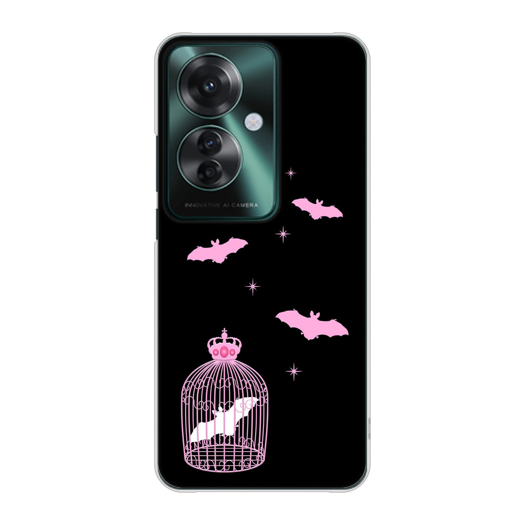 OPPO Reno11 A 高画質仕上げ 背面印刷 ハードケースむかいあぐる こうもりの王冠鳥かご