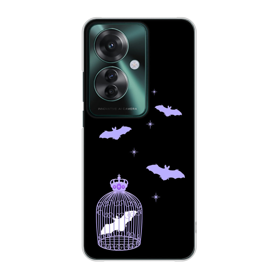 OPPO Reno11 A 高画質仕上げ 背面印刷 ハードケースむかいあぐる こうもりの王冠鳥かご