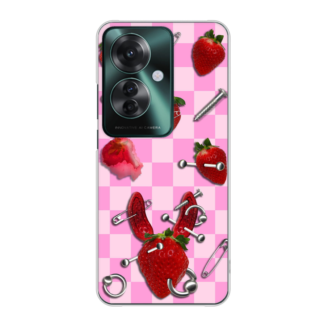 OPPO Reno11 A 高画質仕上げ 背面印刷 ハードケースむかいあぐる 苺パンク