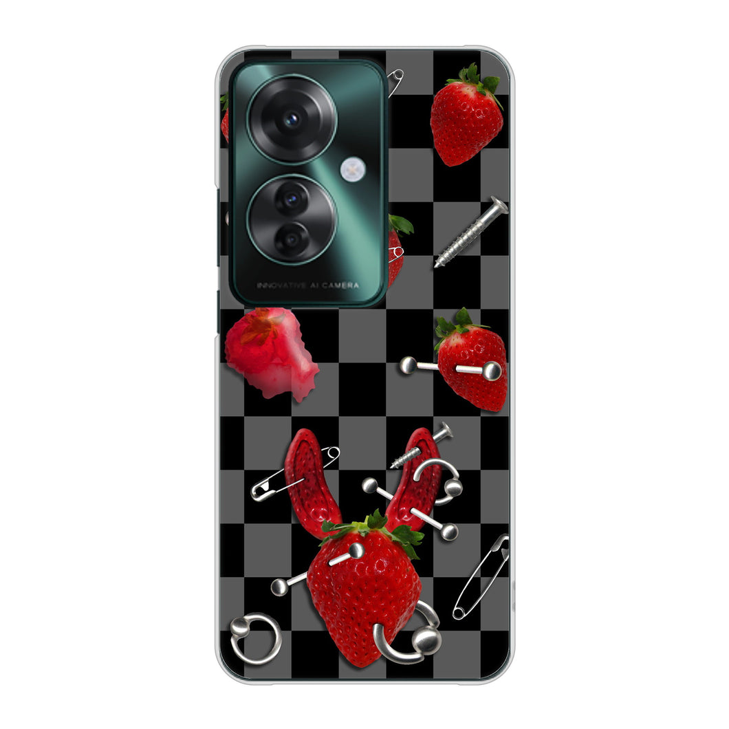 OPPO Reno11 A 高画質仕上げ 背面印刷 ハードケースむかいあぐる 苺パンク