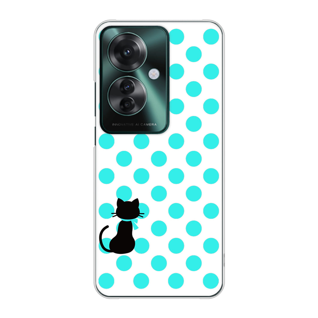 OPPO Reno11 A 高画質仕上げ 背面印刷 ハードケースネコとシンプルミルキー