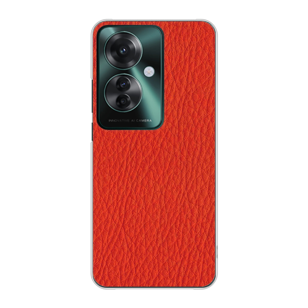 OPPO Reno11 A 高画質仕上げ 背面印刷 ハードケース 【EK852 レザー風レッド】