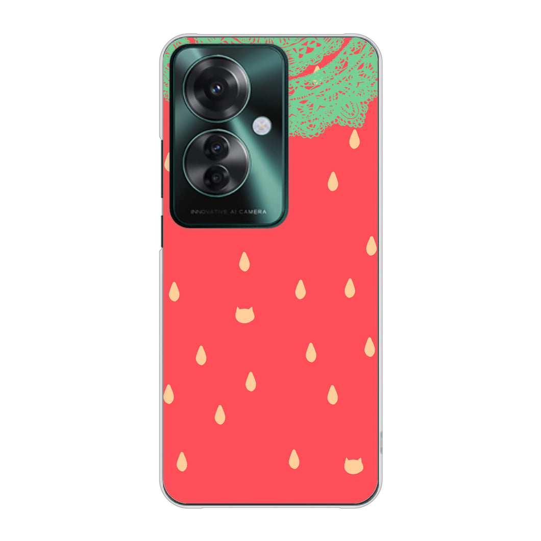 OPPO Reno11 A 高画質仕上げ 背面印刷 ハードケース 【MI800 strawberry ストロベリー】