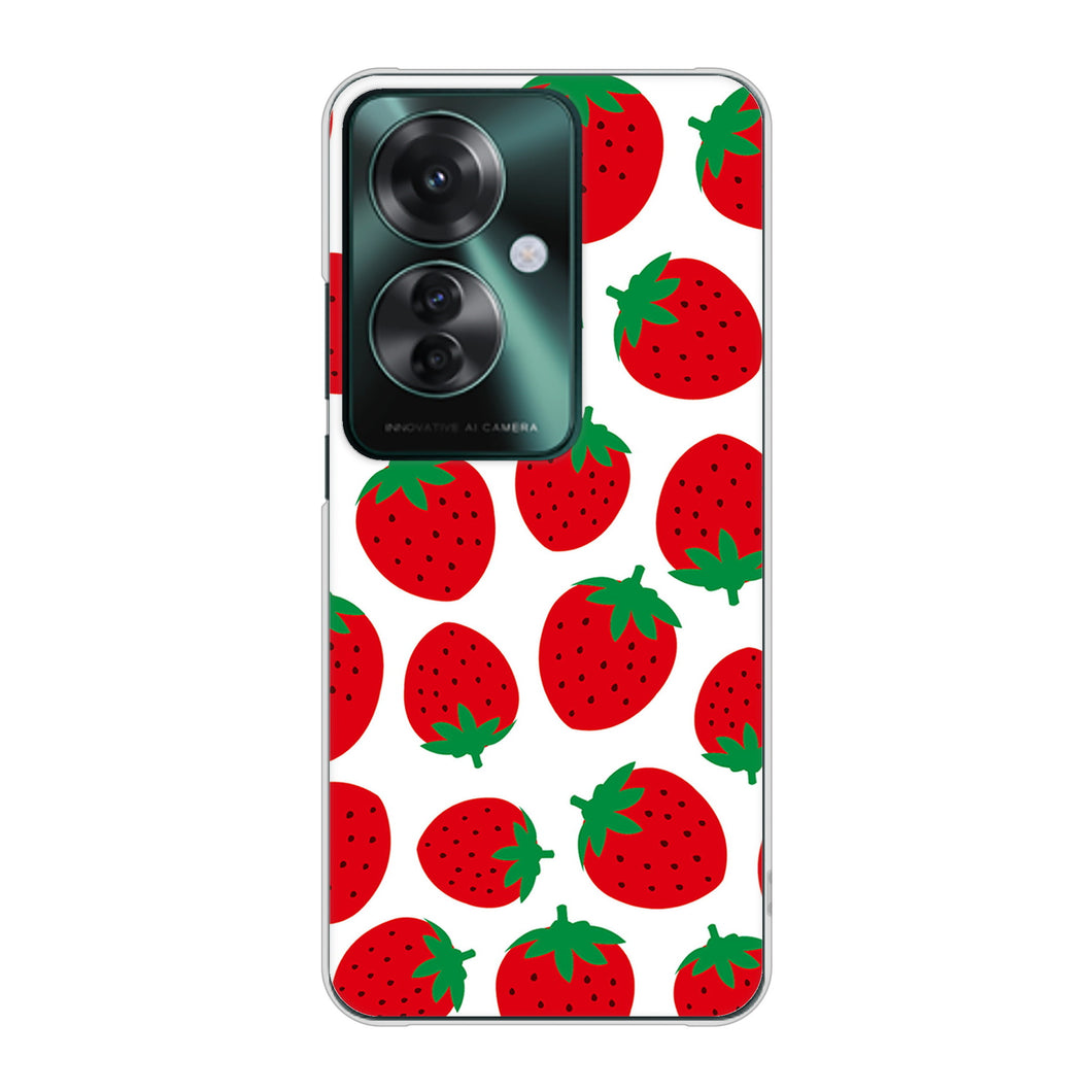 OPPO Reno11 A 高画質仕上げ 背面印刷 ハードケース小さいイチゴ模様