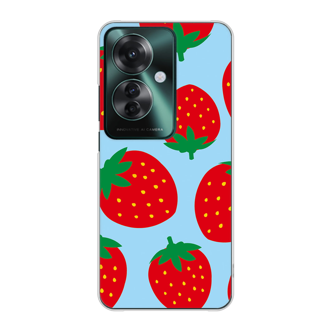 OPPO Reno11 A 高画質仕上げ 背面印刷 ハードケース大きいイチゴ模様
