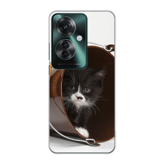 OPPO Reno11 A 高画質仕上げ 背面印刷 ハードケース 【VA800 ネコとバケツ】