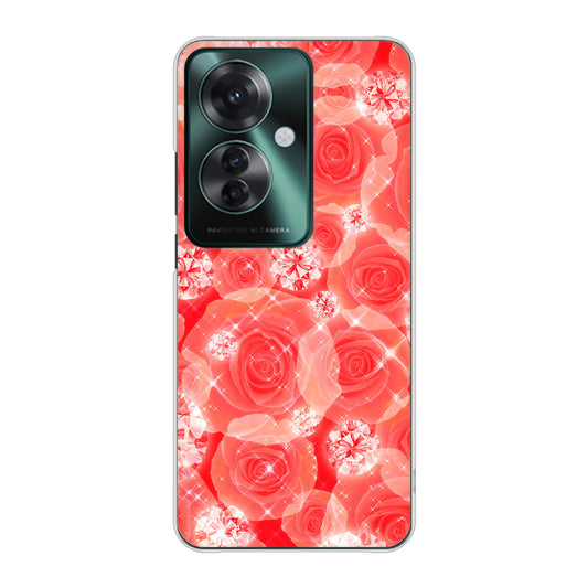 OPPO Reno11 A 高画質仕上げ 背面印刷 ハードケース 【VA816 ダイヤモンドとバラ】