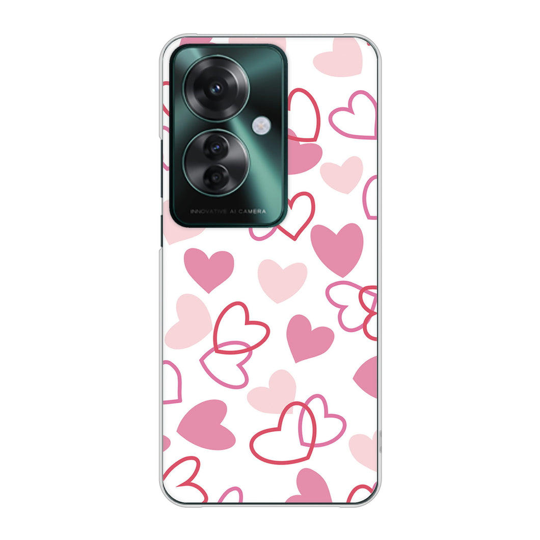 OPPO Reno11 A 高画質仕上げ 背面印刷 ハードケースハートがいっぱい