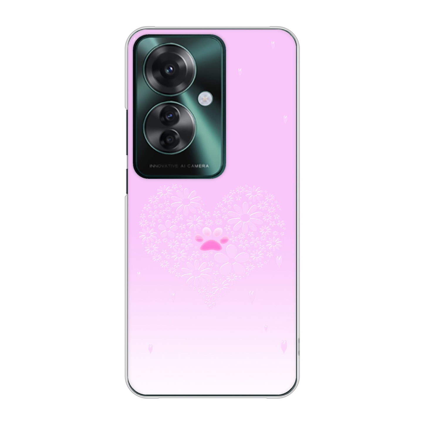 OPPO Reno11 A 高画質仕上げ 背面印刷 ハードケースハートと肉球