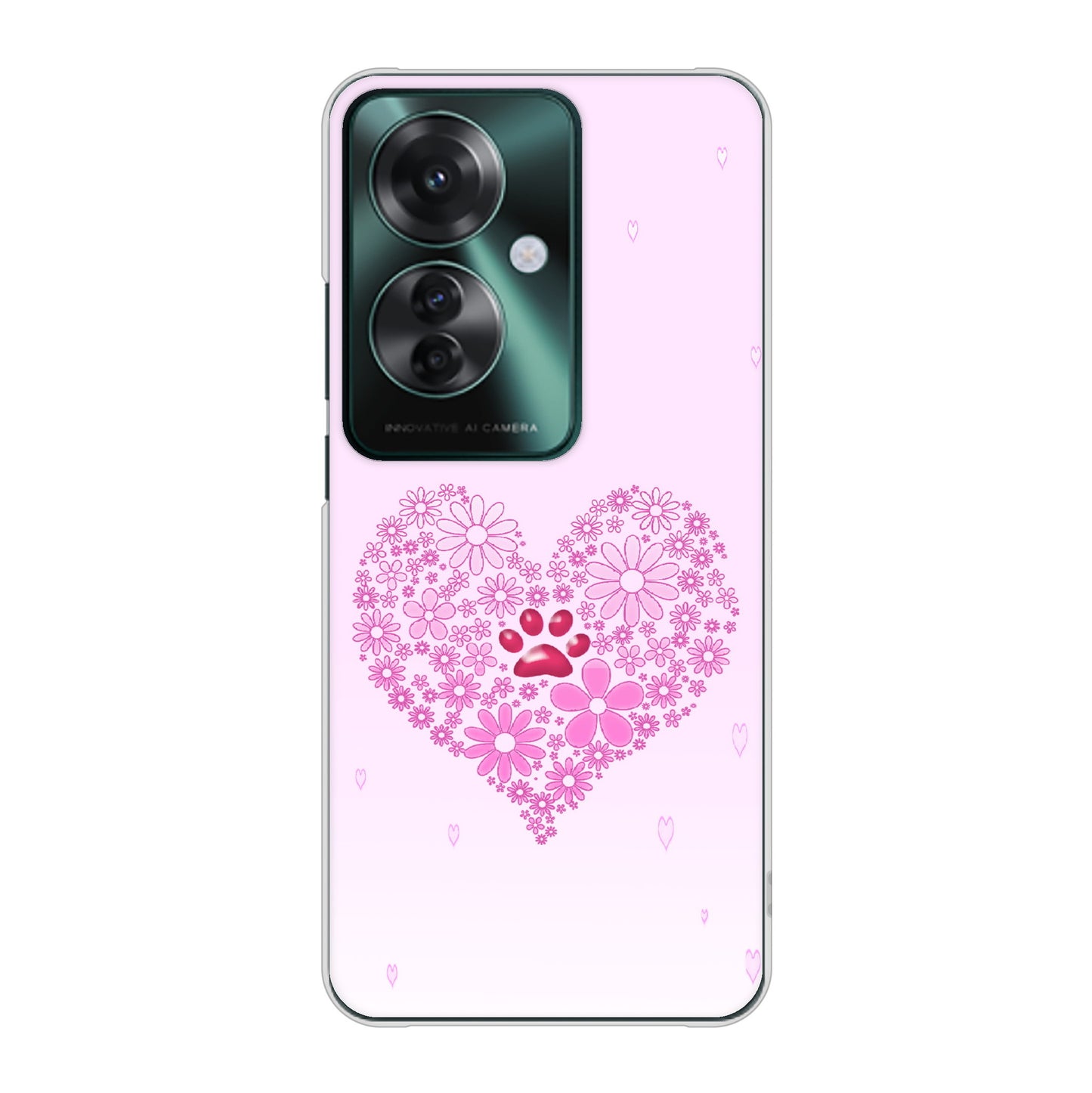 OPPO Reno11 A 高画質仕上げ 背面印刷 ハードケースハートと肉球
