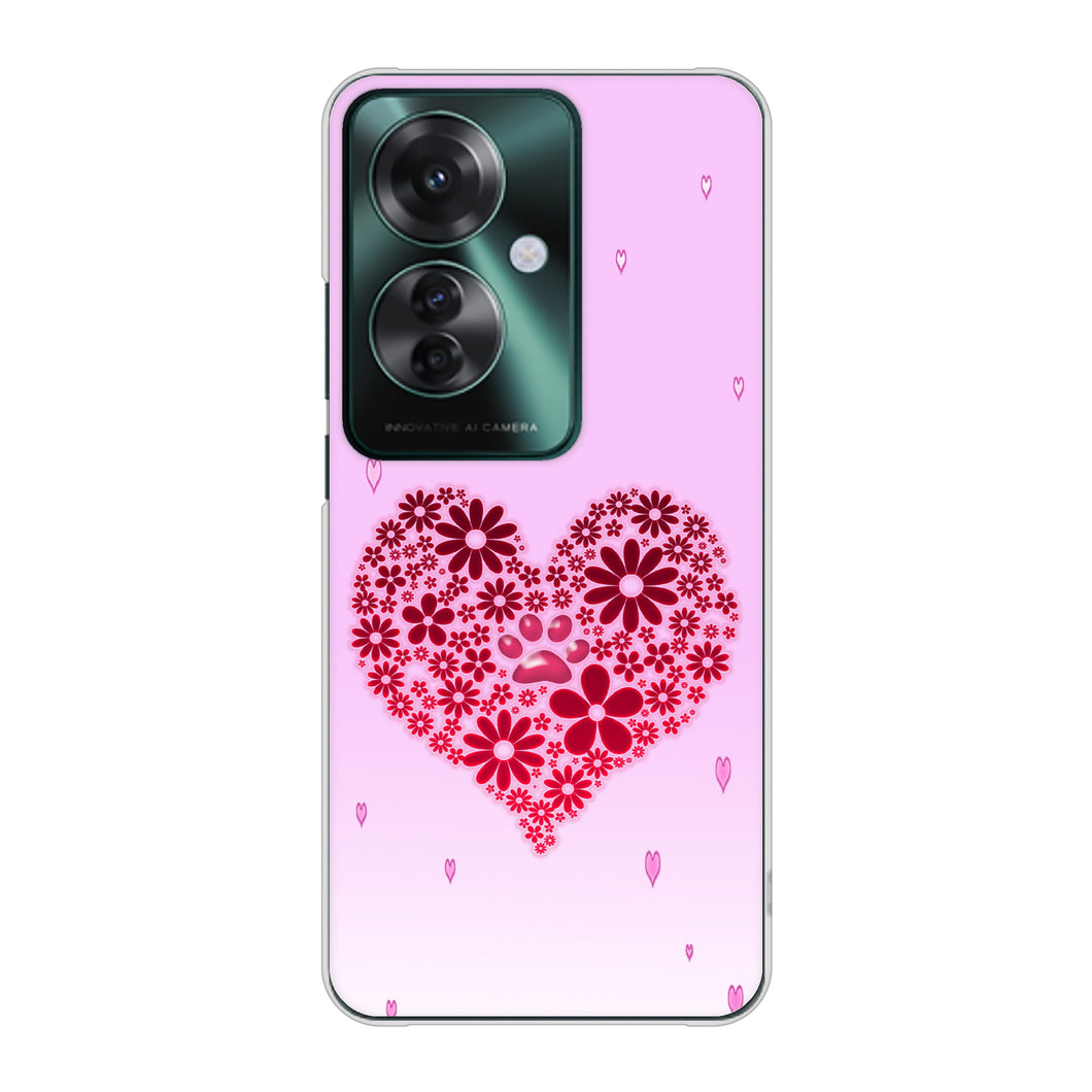 OPPO Reno11 A 高画質仕上げ 背面印刷 ハードケースハートと肉球