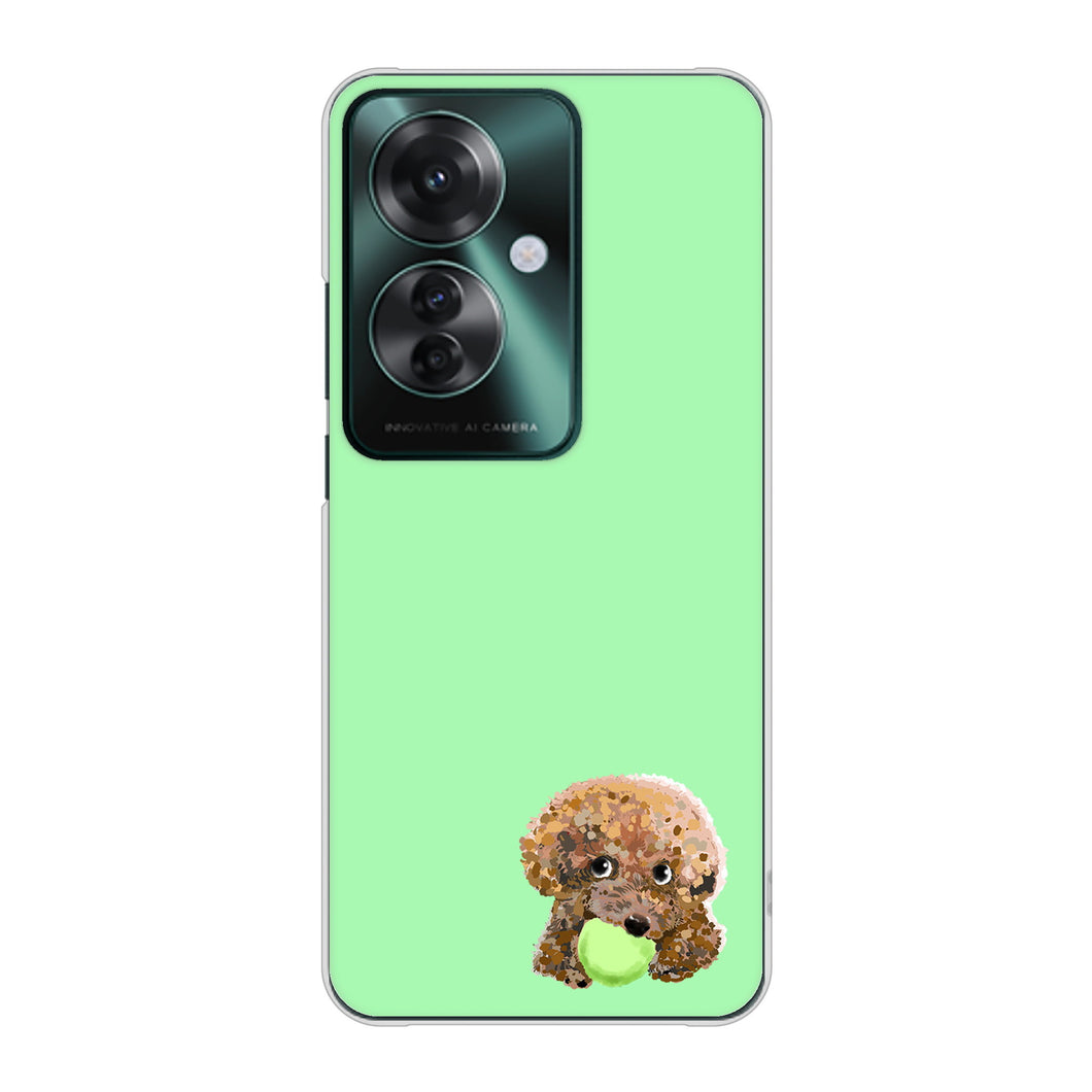 OPPO Reno11 A 高画質仕上げ 背面印刷 ハードケーストイプードル&ボール