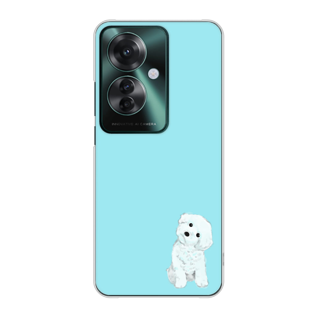 OPPO Reno11 A 高画質仕上げ 背面印刷 ハードケーストイプードルホワイト