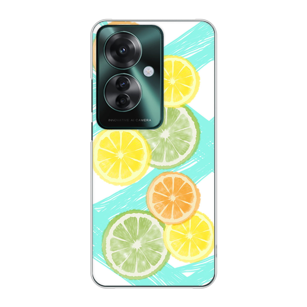 OPPO Reno11 A 高画質仕上げ 背面印刷 ハードケース 【YJ183 オレンジライム】