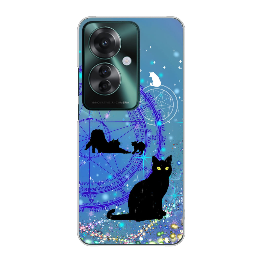 OPPO Reno11 A 高画質仕上げ 背面印刷 ハードケース魔法陣猫