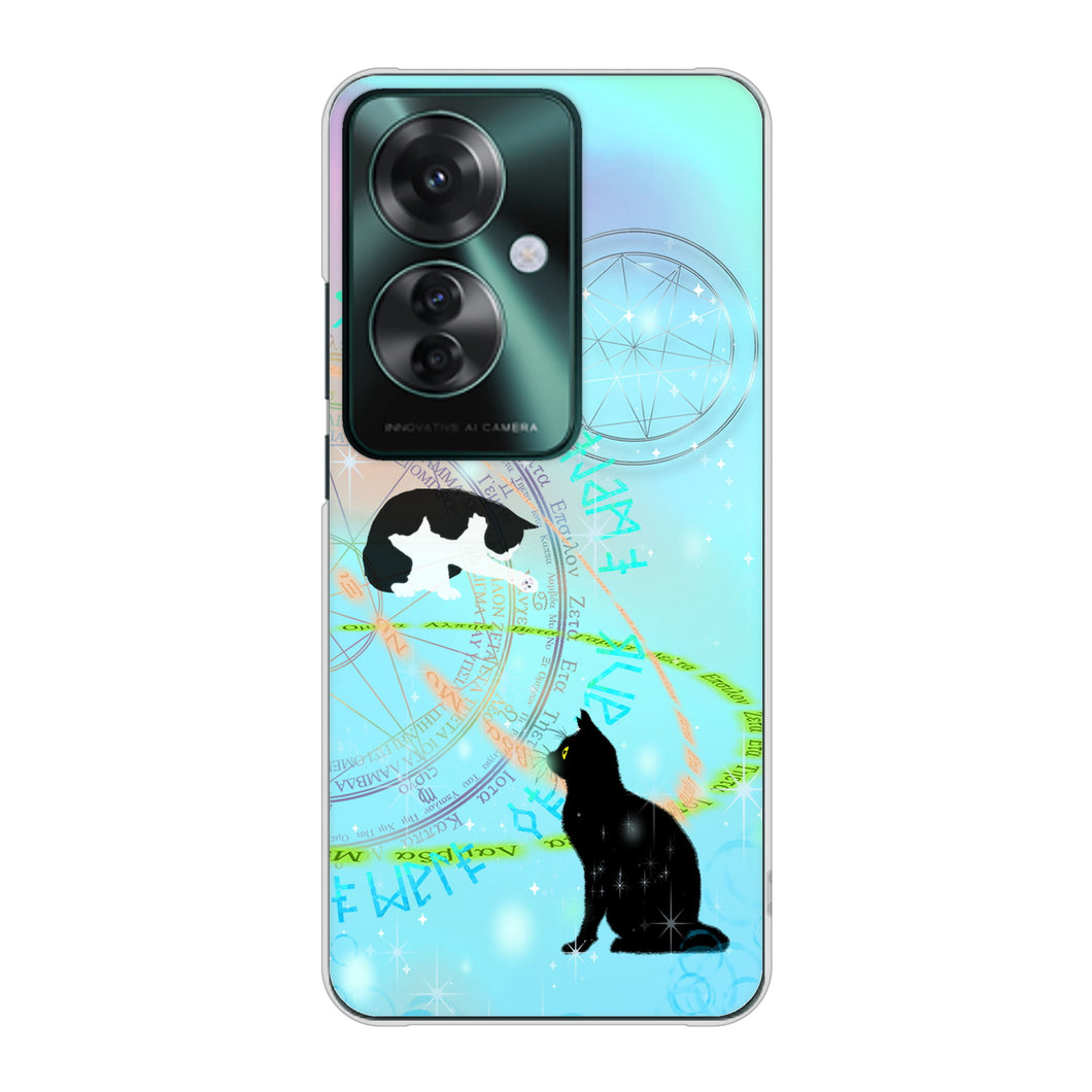 OPPO Reno11 A 高画質仕上げ 背面印刷 ハードケース魔法陣猫